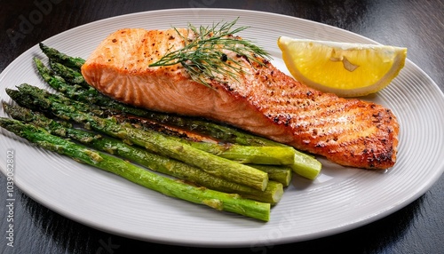 Grilled salmon with asparagus