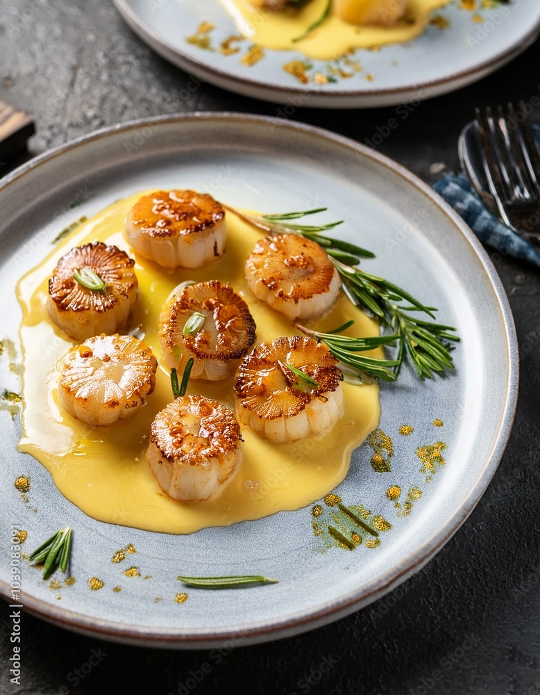 Seared scallops & rosemary Seared scallops & rosemary