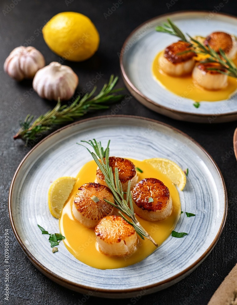 Seared scallops with lemon sauce Seared scallops with lemon sauce