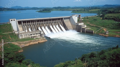 Majestic Hydroelectric Dam Surrounded by Nature