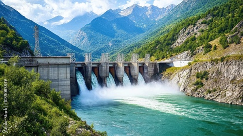 Scenic View of Hydroelectric Dam in Nature