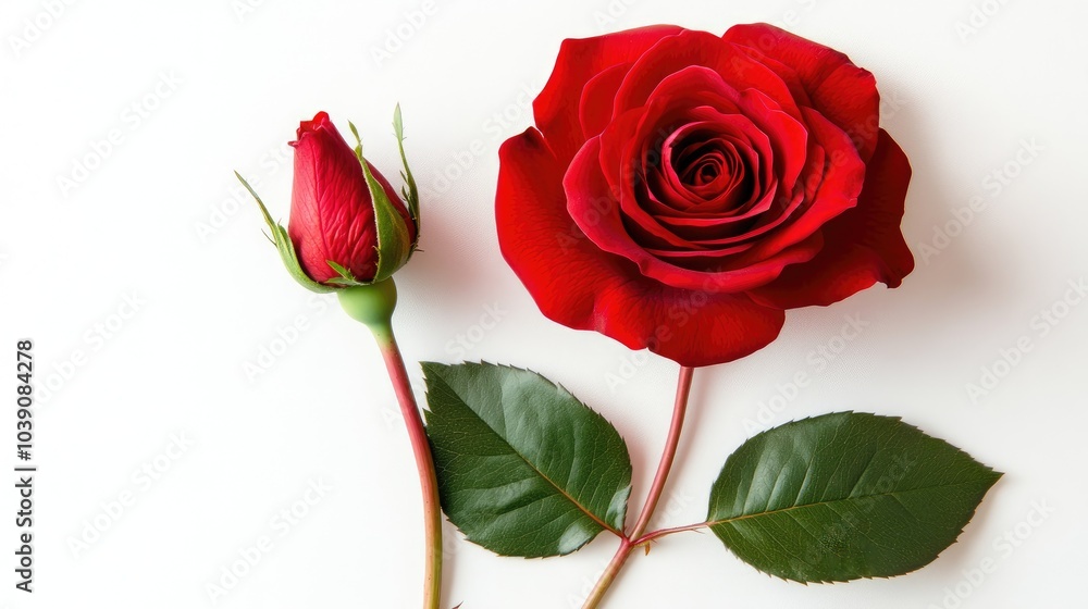 Fototapeta premium Beautiful Red Roses on White Background