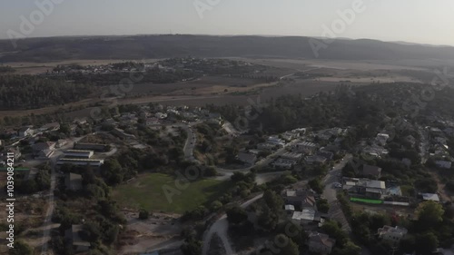 Aerial video over the beautiful landscapes in aviezer Israel. photo