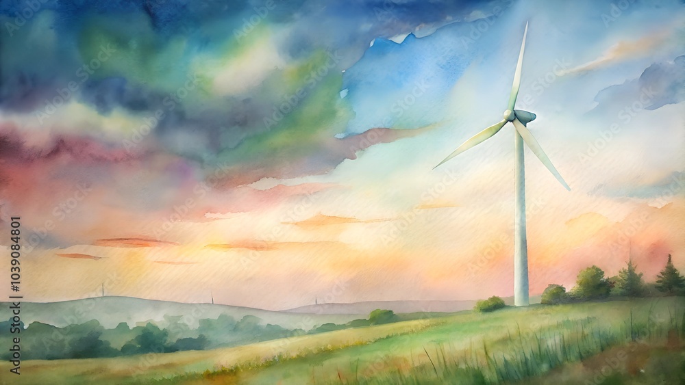 Obraz premium Wind generator with watercolor paints