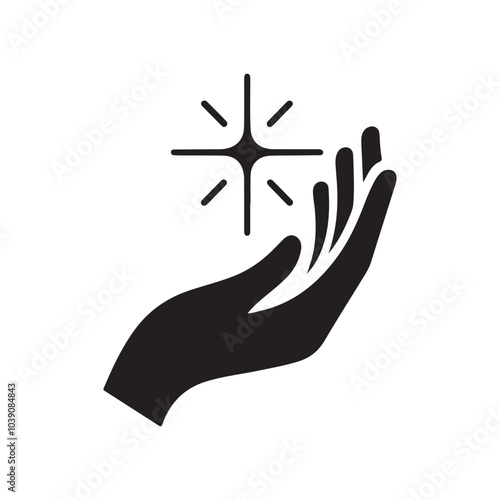 open hand vector illustration, helping hand icon, care hand silhouette icon