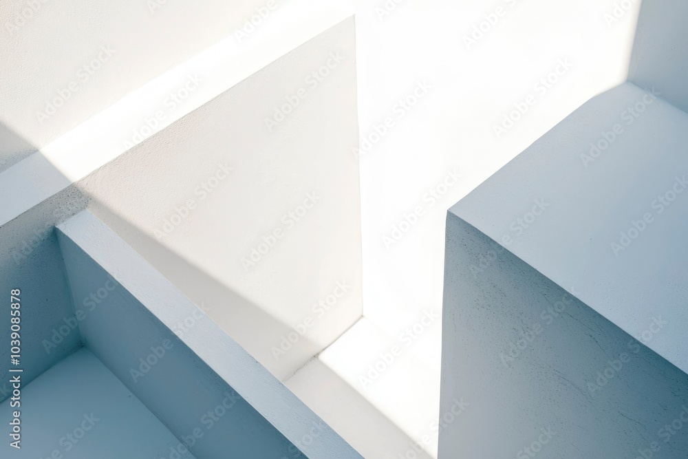 Abstract Architectural Detail of Intersecting White Walls with Light and Shadow Abstract Architectural Detail of Intersecting White Walls with Light and Shadow