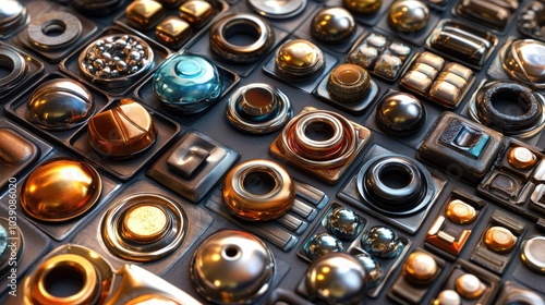 Unique Collection of Metallic Buttons and Fasteners