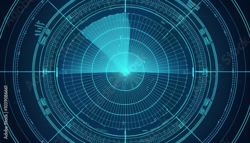 Advanced maritime navigation radar screen glowing