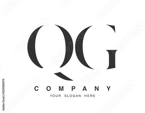 QG logo design. Initial letter q and g serif font style. Creative classic company name typography. Trendy logotype or identity. photo