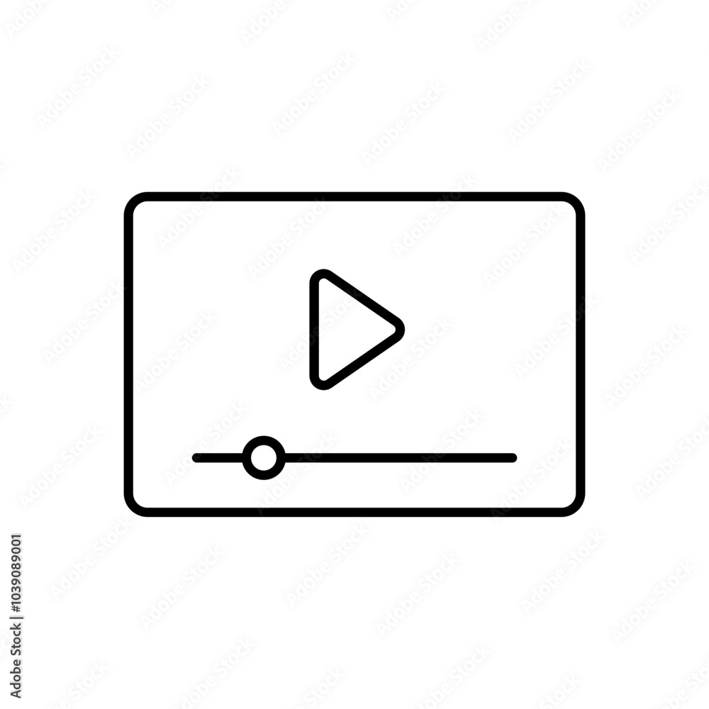 play video icon, vector video player icon with play button play video icon, vector video player icon with play button