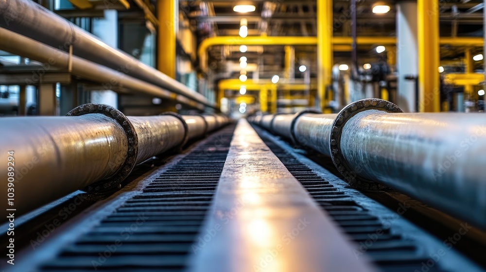 Industrial Pipes in a Factory Setting Industrial Pipes in a Factory Setting