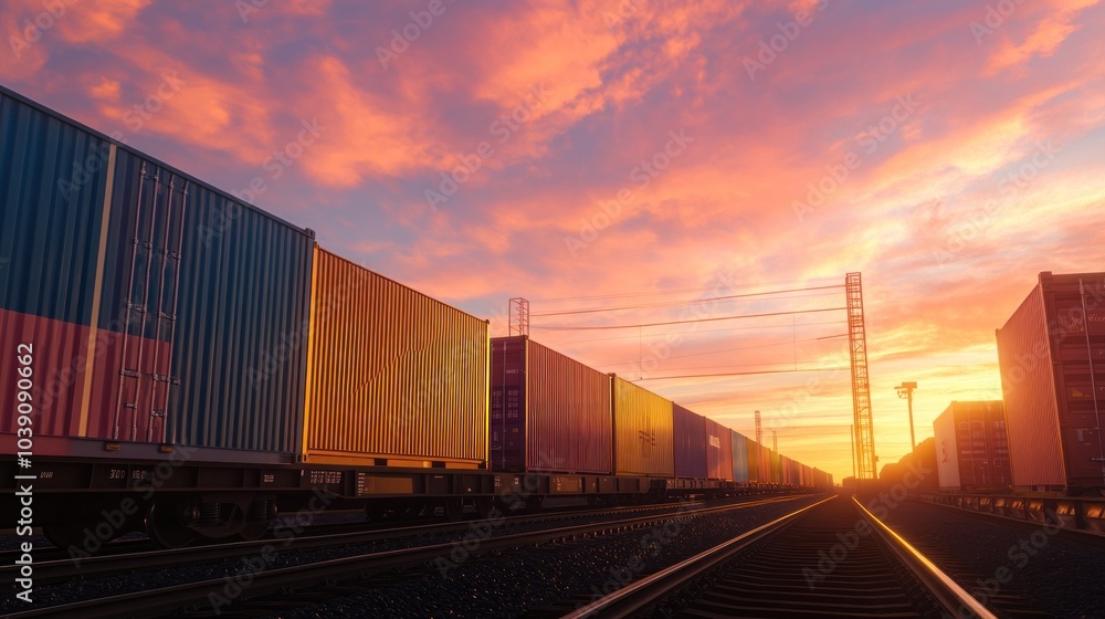 Freight Train at Sunset Freight Train at Sunset