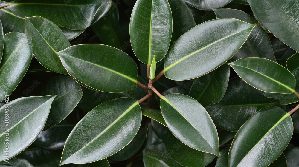 Obraz premium Lush Green Leaves with Glossy Texture