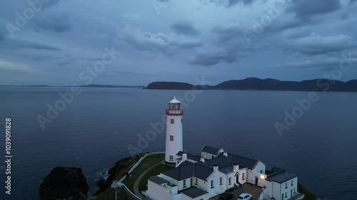 Aerial view of the Fanad Head Lighthouse. County Donegal, Ireland photo