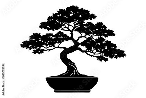  a beautiful serene bonsai tree vector art illustration 