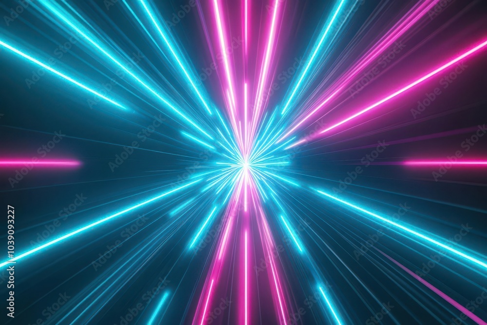 Abstract neon pulses radiating from a central point, vivid electric blue and neon pink hues, abstract, digital art, smooth gradients Abstract neon pulses radiating from a central point, vivid electric blue and neon pink hues, abstract, digital art, smooth gradients