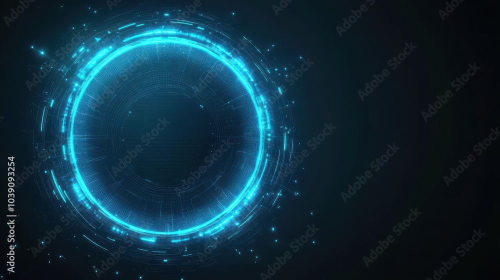 Abstract blue halftone circle, futuristic neon glow, scifi technology Abstract blue halftone circle, futuristic neon glow, scifi technology