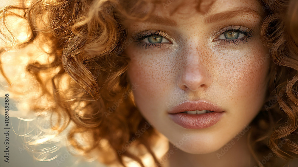 Beautiful woman with curly hair, close-up Beautiful woman with curly hair, close-up