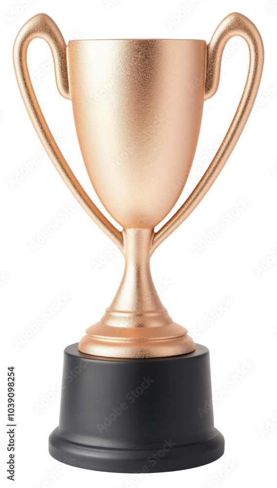 A shiny golden trophy stands on a black base, symbolizing victory and achievement in a sporting event or competition isolated on transparent background. A shiny golden trophy stands on a black base, symbolizing victory and achievement in a sporting event or competition isolated on transparent background.