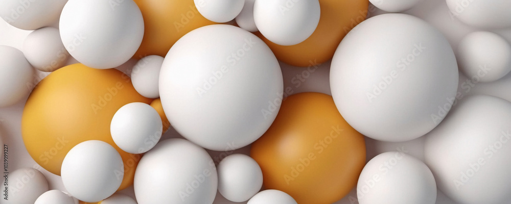 Abstract Sphere Composition in White and Orange Abstract Sphere Composition in White and Orange