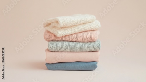 Neatly Folded Pastel Clothes. A Symbol of Home Organization