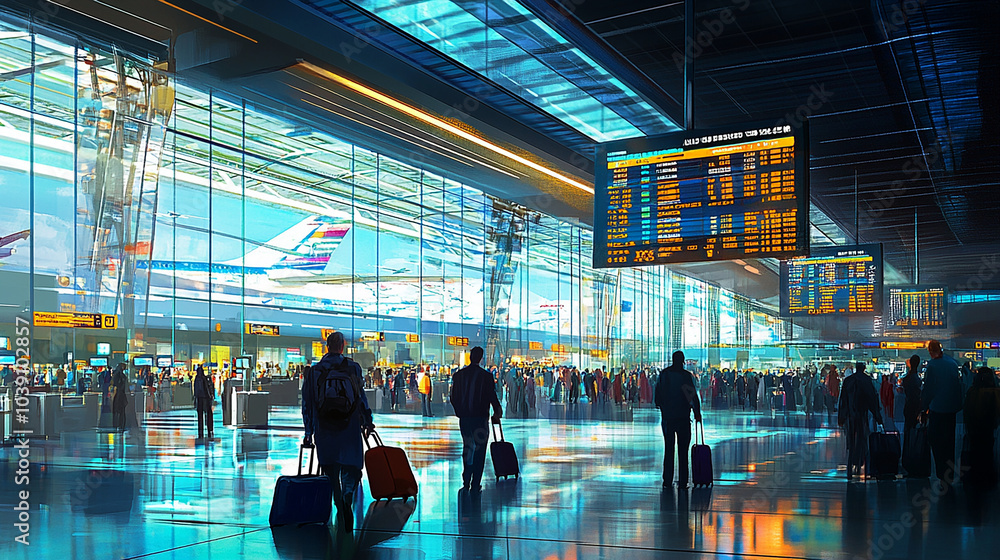 Busy Airport Terminal Interior Busy Airport Terminal Interior