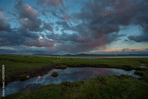 sunset over lake