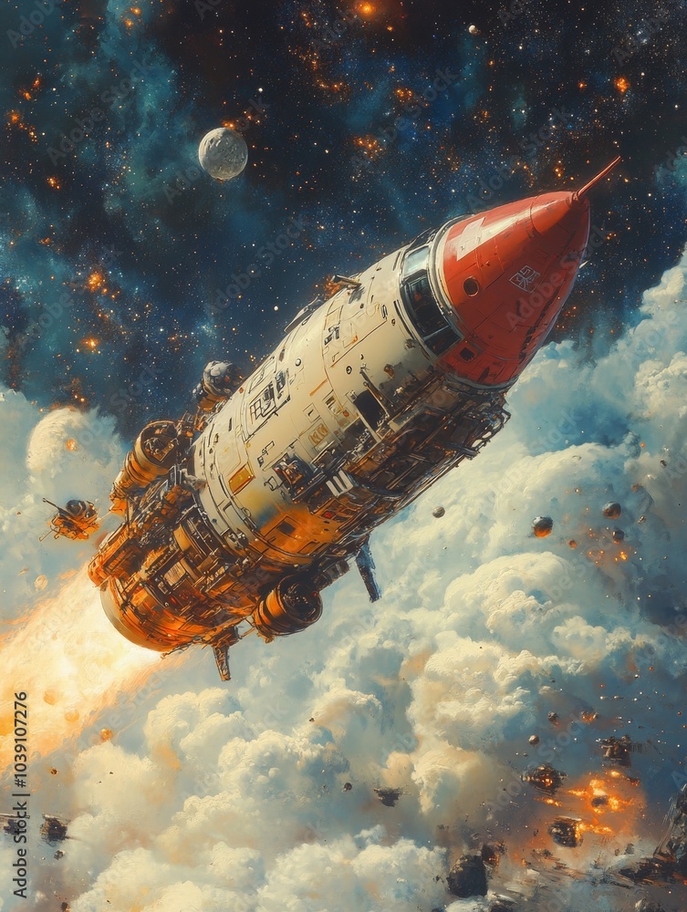 Spaceship Ascending Through a Starry Sky Spaceship Ascending Through a Starry Sky