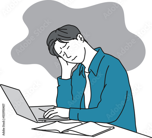 落ち込んでいる男性のシンプルイラスト