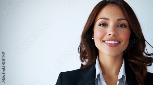 Portrait of a confident businesswoman smiling at the camera.