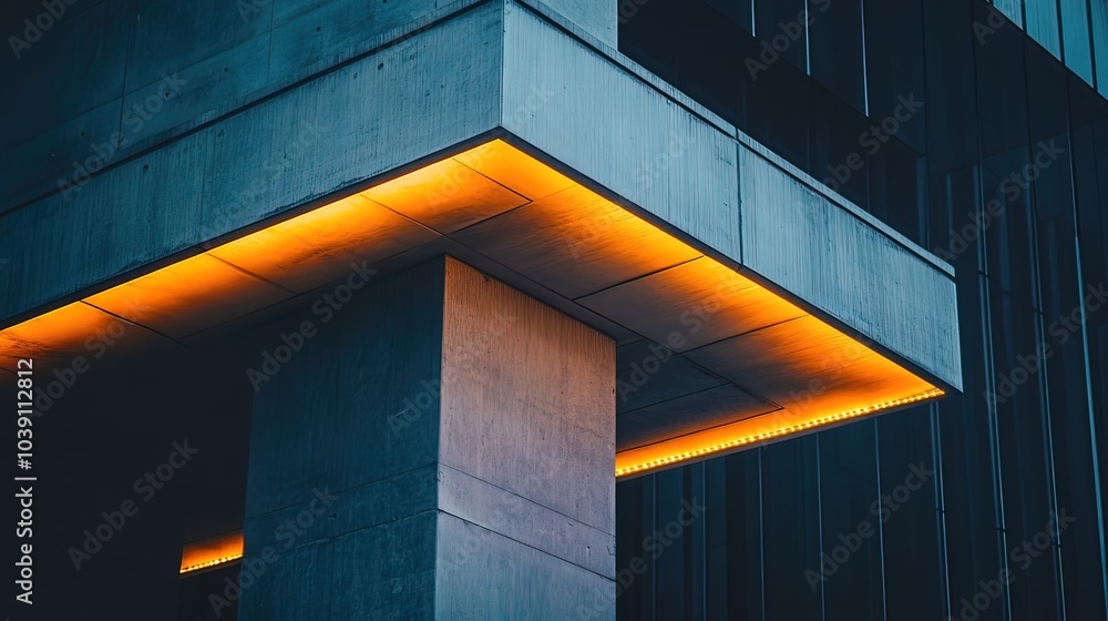 Modern Architecture with Illuminated Edge Modern Architecture with Illuminated Edge