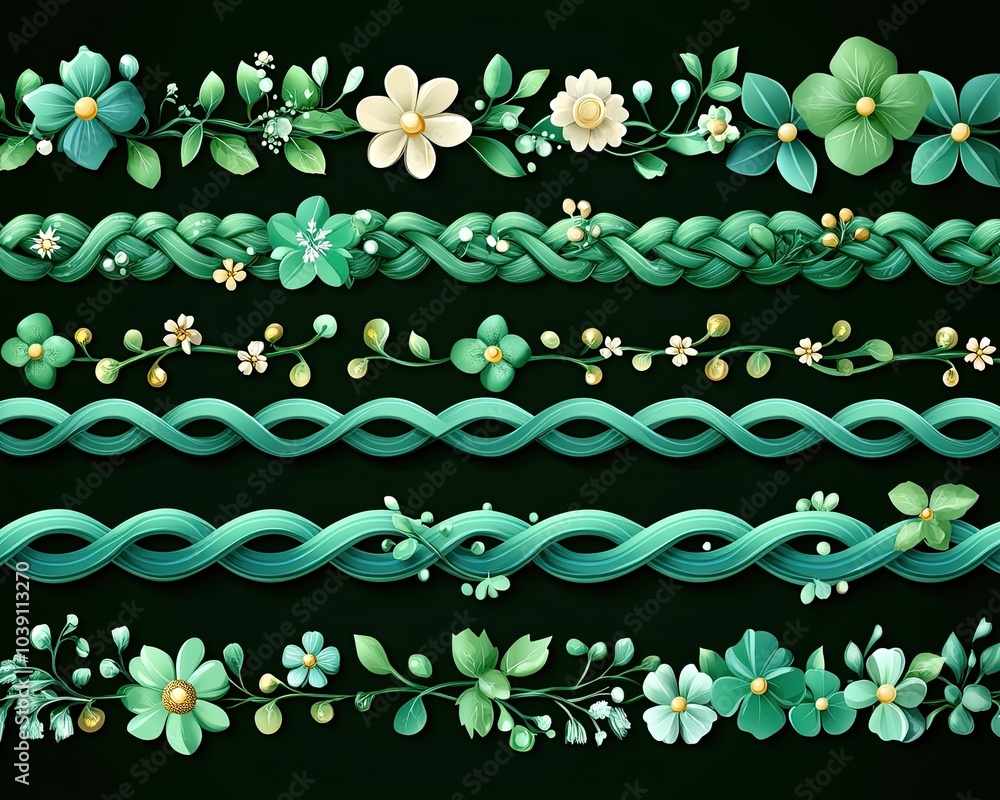 Fototapeta premium Floral border with green leaves. Perfect for adding a natural touch to your designs.