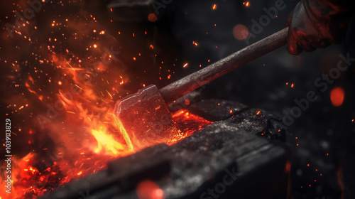 Forging Red-Hot Metal. Metalwork activity Concept