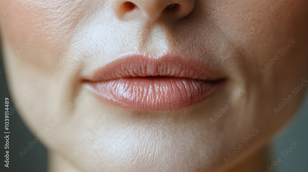 Fototapeta premium Transformation of a senior woman, thin, wrinkled lips becoming plump, smooth lips, highlighting skin rejuvenation and anti-aging treatment