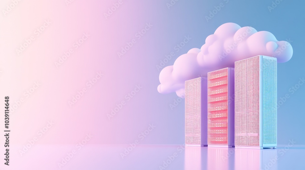 Cloud Computing Servers in a Pastel Dreamscape Cloud Computing Servers in a Pastel Dreamscape