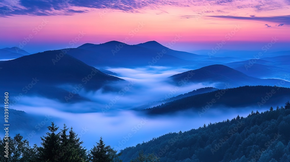 Obraz premium Misty Mountain Sunrise