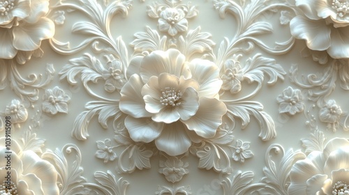 White Floral 3D Pattern