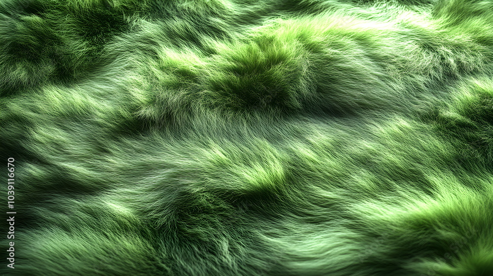 Obraz premium Close-up of soft, fluffy green fur texture. Cozy and vibrant texture image, perfect for backgrounds, fashion designs and soft textile concepts. Creates a homey feel. 
