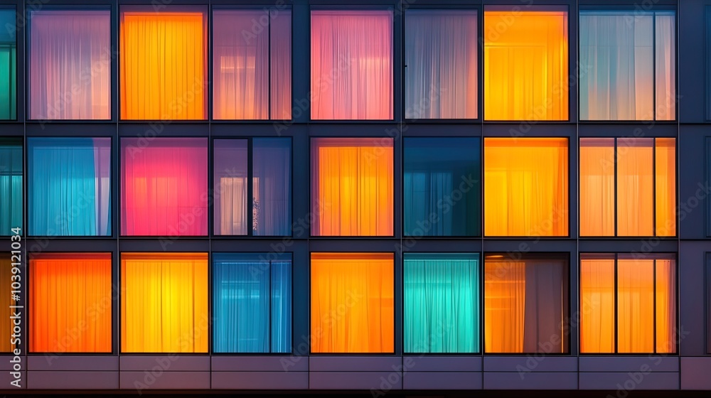Illuminated Windows of a Modern Building Illuminated Windows of a Modern Building