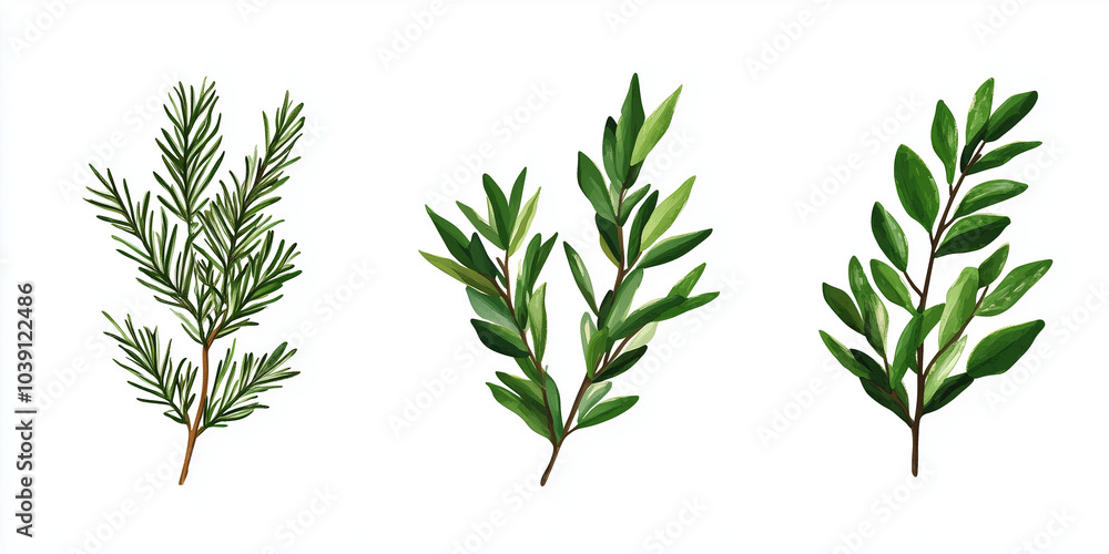 Obraz premium fir tree rosemary isolated on white background