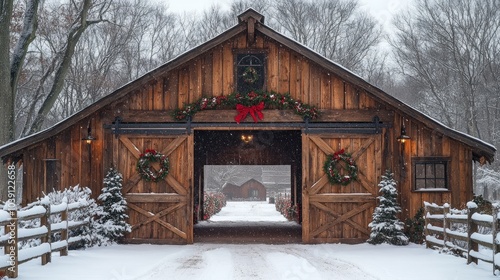 A Rustic Winter Barn Decorated for Christmas