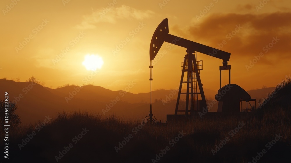 Sunset Oil Rig Silhouette Sunset Oil Rig Silhouette