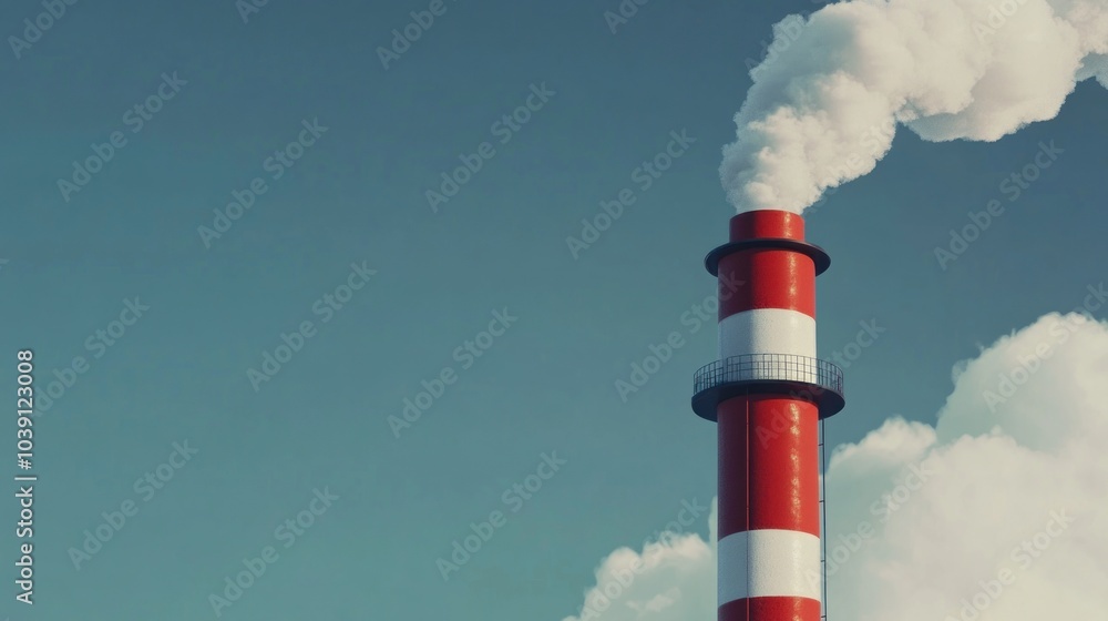 Chimney with Smoke Emitting into a Blue Sky Chimney with Smoke Emitting into a Blue Sky