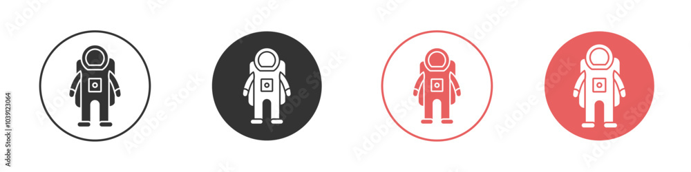 Cosmonaut icon Flat set in black and white color Cosmonaut icon Flat set in black and white color