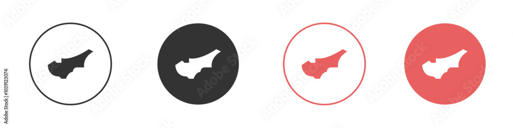 Cyprus map icon Flat set in black and white color Cyprus map icon Flat set in black and white color