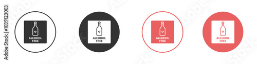 Alcohol free icon Flat set in black and white color