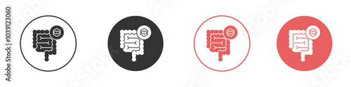 colorectral cancer icon Flat set in black and white color