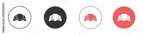 Croissant icon Flat set in black and white color