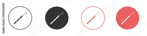 Dental pick icon Flat set in black and white color