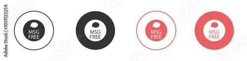 Msg free icon Flat set in black and white color
